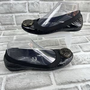 Tory Burch Caroline Women's Size 6.5 M Black Patent Leather Ballet Flats Shoes